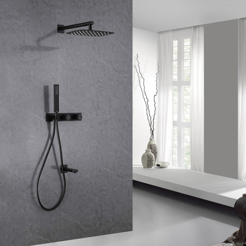 Душевая система Abber Rund AF8717B Черная матовая латунь встраиваемый