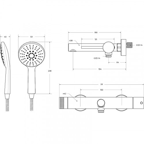 Смеситель для ванны Cezares Relax RELAX-VD-IN Сатин нержавеющая сталь на стену