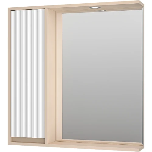 Зеркало со шкафом Brevita Balaton 80 L BAL-04080-03-01Л с подсветкой Белое матовое Бежевое матовое МДФ / ЛДСП, стекло