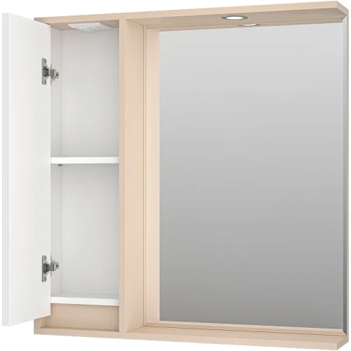 Зеркало со шкафом Brevita Balaton 80 L BAL-04080-03-01Л с подсветкой Белое матовое Бежевое матовое МДФ / ЛДСП, стекло