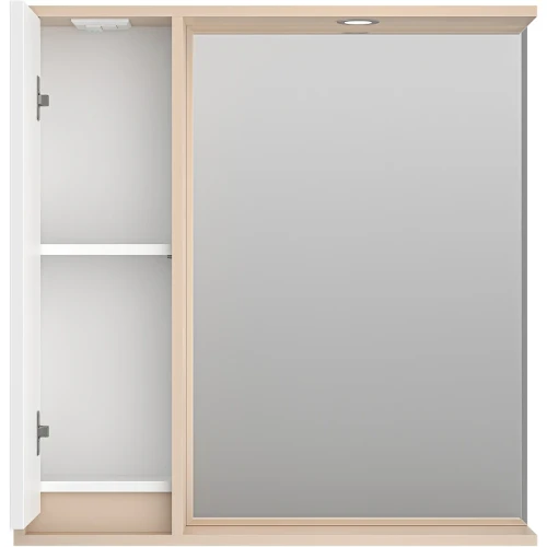 Зеркало со шкафом Brevita Balaton 80 L BAL-04080-03-01Л с подсветкой Белое матовое Бежевое матовое МДФ / ЛДСП, стекло