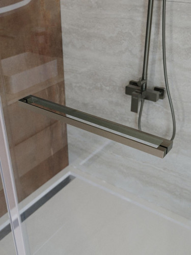 Душевой уголок Cezares Lux 130x80 LUX-AH-FS-11-130/80-C-GM профиль Оружейная сталь стекло прозрачное