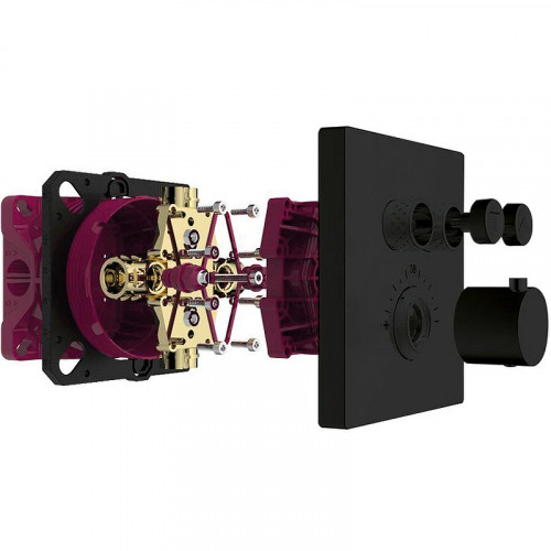 Смеситель для душа AQUAme AQM8801MB с термостатом Черный матовый латунь встраиваемый