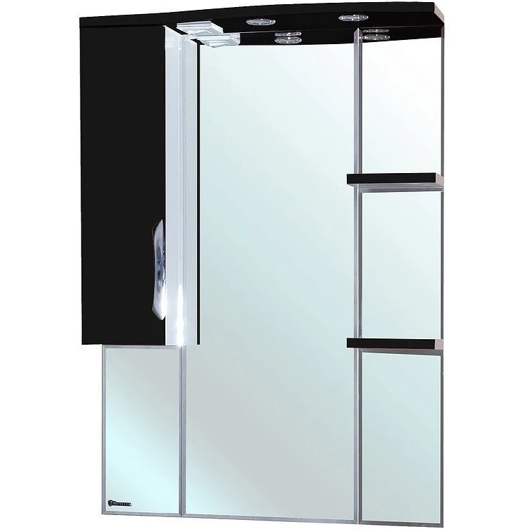 Зеркало со шкафом Bellezza Лагуна 85 L 4612114002045 с подсветкой L Черное Белое МДФ / ЛДСП, стекло