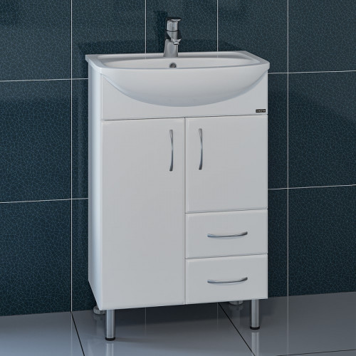 Тумба под раковину СанТа Стандарт 55 201088 Белая МДФ / ЛДСП