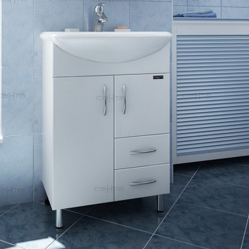 Тумба под раковину СанТа Стандарт 55 201088 Белая МДФ / ЛДСП