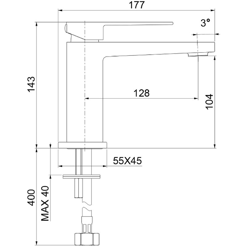 Смеситель для раковины Webert Pegaso PE830102740SSE