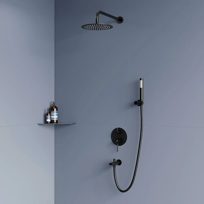 Душевая система RGW Shower Panels SP-52-1B 511408521-04 Черная матовая латунь встраиваемый