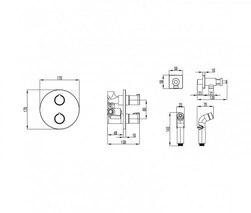Гигиенический душ со смесителем Lemark Yeti LM7819C Хром латунь на стену