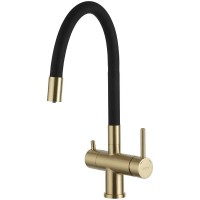 Смеситель для кухни Gappo G4398-33 Золотой сатин Черный латунь