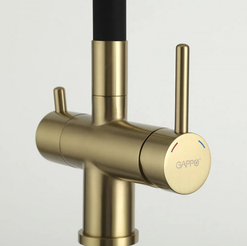 Смеситель для кухни Gappo G4398-33 Золотой сатин Черный латунь