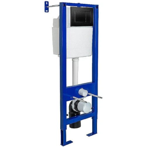 Комплект унитаза Berges Gamma 081105 с инсталляцией Berges Atom 410 040332 с сиденьем Микролифт и Черной матовой клавишей смыва