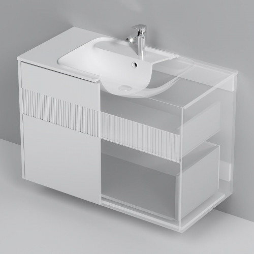 Тумба под раковину AM.PM Func 100 M8FFUX1002WM подвесная Белая матовая МДФ / ЛДСП
