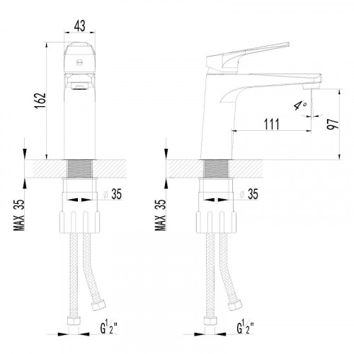 Смеситель для раковины AWP Tair S3006C цвет Хром