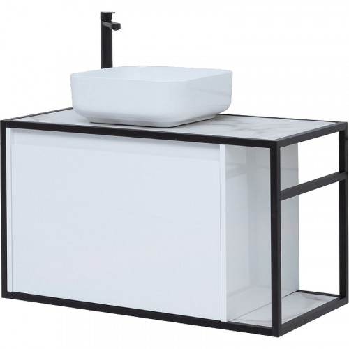 Тумба под раковину Aquanet Nova Lite Loft 90L 261652 подвесная Белый глянец МДФ / ЛДСП