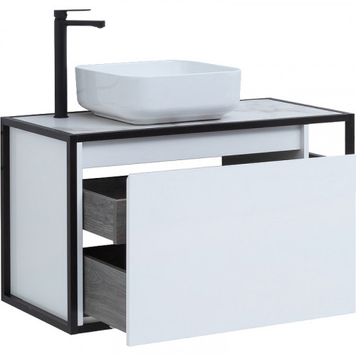 Тумба под раковину Aquanet Nova Lite Loft 90L 261652 подвесная Белый глянец МДФ / ЛДСП