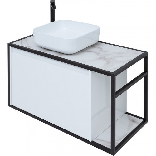 Тумба под раковину Aquanet Nova Lite Loft 90L 261652 подвесная Белый глянец МДФ / ЛДСП