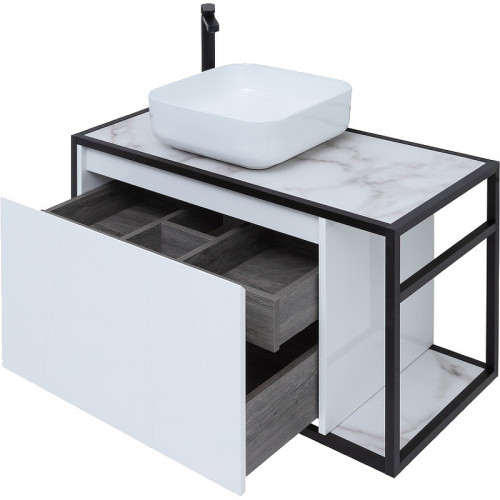 Тумба под раковину Aquanet Nova Lite Loft 90L 261652 подвесная Белый глянец МДФ / ЛДСП