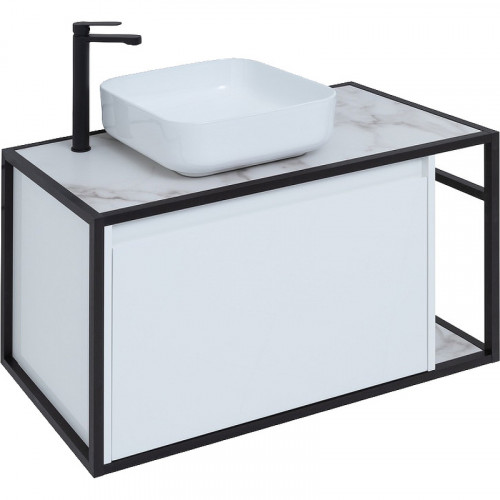 Тумба под раковину Aquanet Nova Lite Loft 90L 261652 подвесная Белый глянец МДФ / ЛДСП