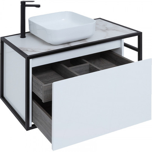 Тумба под раковину Aquanet Nova Lite Loft 90L 261652 подвесная Белый глянец МДФ / ЛДСП