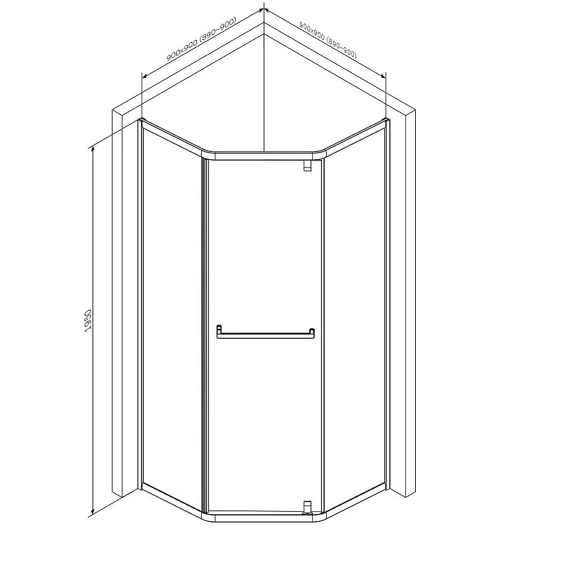 Душевой уголок AM.PM Gem 90x90 W90G-405-9090-BT профиль Черный матовый стекло прозрачное