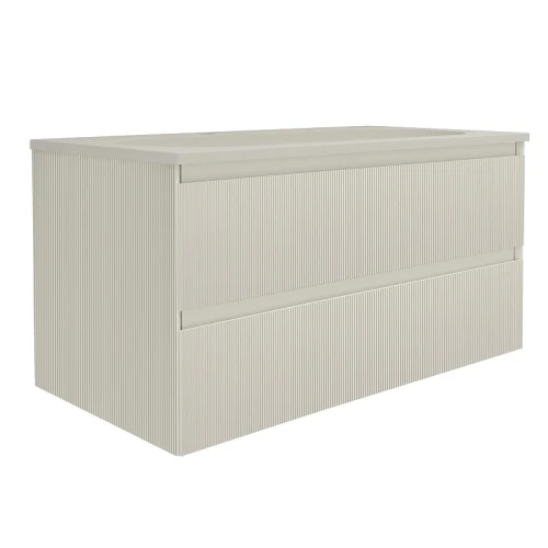 Тумба под раковину Vincea Велле (Welle) 100 VMC-2WL100MBG подвесная цвет M.Beige Soft-touch