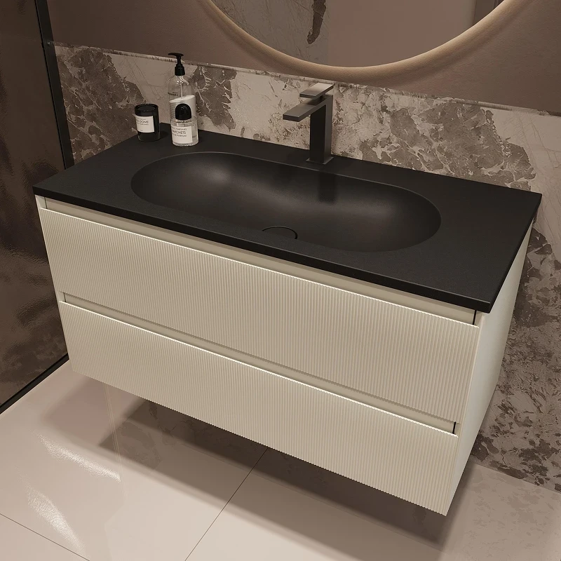 Тумба под раковину Vincea Велле (Welle) 100 VMC-2WL100MBG подвесная цвет M.Beige Soft-touch