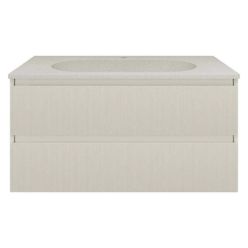 Тумба под раковину Vincea Велле (Welle) 100 VMC-2WL100MBG подвесная цвет M.Beige Soft-touch