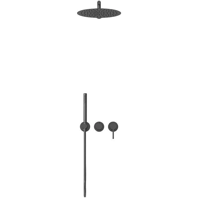 Душевая система Vincea Groove VSFW-4G01GM с термостатом Вороненая сталь