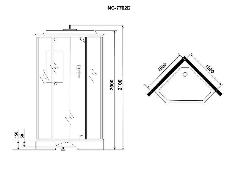 Душевая кабина Niagara Luxe 100x100 NG-7702DM без гидромассажа