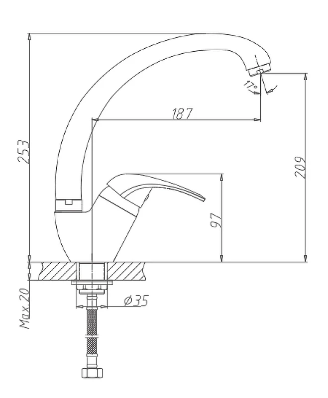 Смеситель для кухни Haiba HB4103-2 Хром