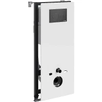 Инсталляция WasserKRAFT Abens 20TLT.010.ME.WH.MB02 для унитаза Белое стекло с Черной матовой клавишей смыва