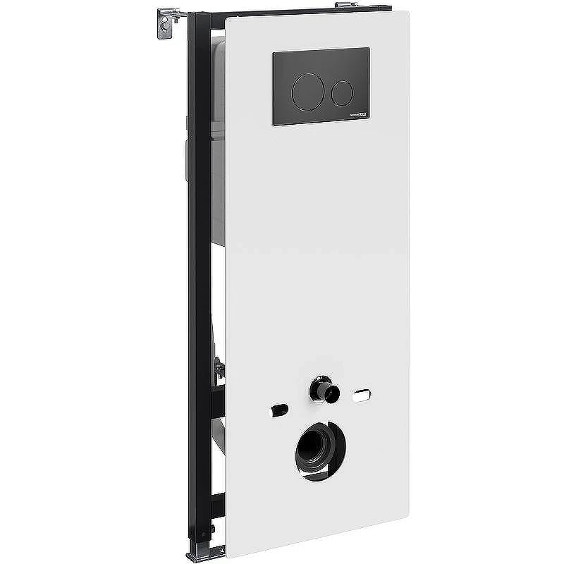 Инсталляция WasserKRAFT Abens 20TLT.010.ME.WH.MB02 для унитаза Белое стекло с Черной матовой клавишей смыва