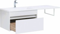 Тумба с раковиной Aquanet Токио 130 L 239217 подвесная Белая МДФ / ЛДСП