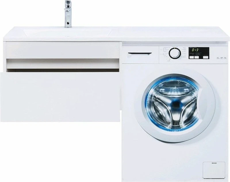 Тумба с раковиной Aquanet Токио 130 L 239217 подвесная Белая МДФ / ЛДСП