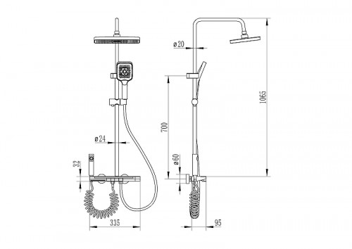 Душевая система Ceruttispa Tore 11413 цвет Графит
