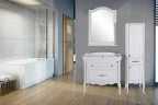 Комплект мебели для ванной ASB-Woodline Модерн 85 Белый с патиной Серебро массив дерева