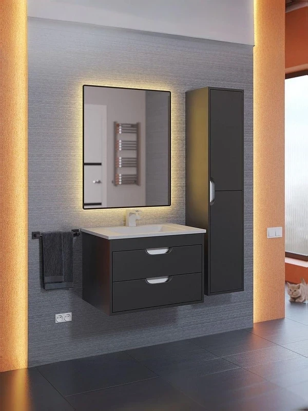 Шкаф пенал Uperwood Modul 33 2930205301 подвесной цвет Черный матовый