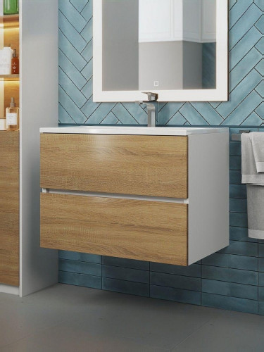 Тумба под раковину Uperwood Barsa 70 2930205156 подвесная цвет Белый матовый Дуб сонома