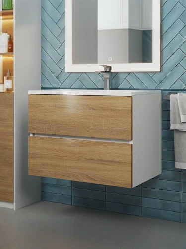 Тумба под раковину Uperwood Barsa 70 2930205156 подвесная цвет Белый матовый Дуб сонома