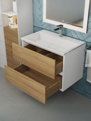 Тумба под раковину Uperwood Barsa 70 2930205156 подвесная цвет Белый матовый Дуб сонома