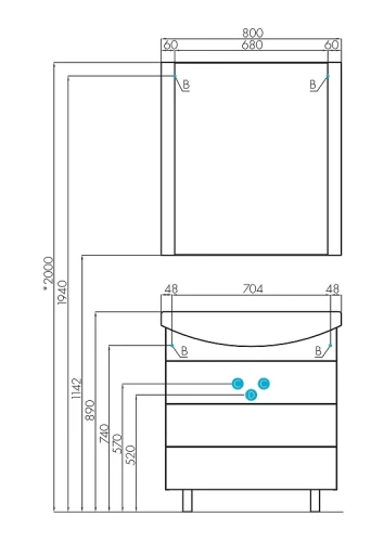 Тумба под раковину Aquaton Ария 80 Н 1A141301AA010 Белая МДФ / ЛДСП