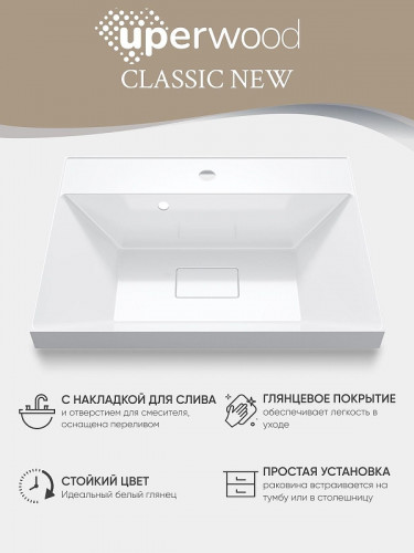 Раковина Uperwood Classic New 60 291021024 цвет Белый глянцевый