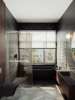 Душевая перегородка Maybah Glass MGD-721-5у 690x1950 в узком профиле Хром матовый стекло бронзовое