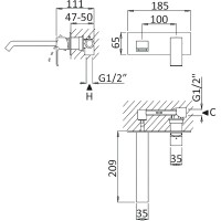 Смеситель для раковины Cezares Porta-BLI-01-W0 Хром латунь встраиваемый