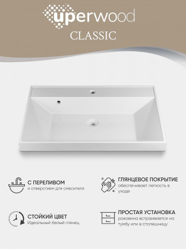 Раковина Uperwood Classic 70 291020336 цвет Белый глянцевый