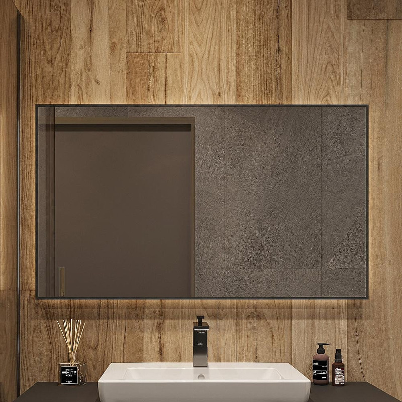 Зеркало DIWO Элиста 120 ЗЛП1737 с подсветкой цвет Черный с бесконтактным выключателем