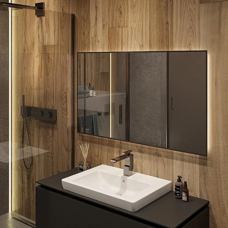 Зеркало DIWO Элиста 120 ЗЛП1737 с подсветкой цвет Черный с бесконтактным выключателем