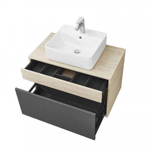 Тумба под раковину Aquaton Лофт Урбан 80 1A247601LQX60 подвесная Cерый графит Дуб орегон МДФ / ЛДСП