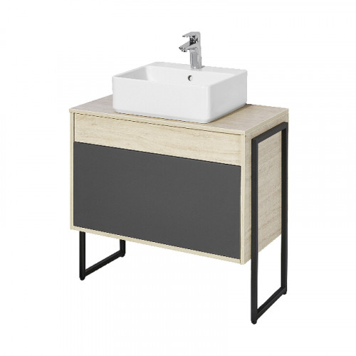 Тумба под раковину Aquaton Лофт Урбан 80 1A247601LQX60 подвесная Cерый графит Дуб орегон МДФ / ЛДСП